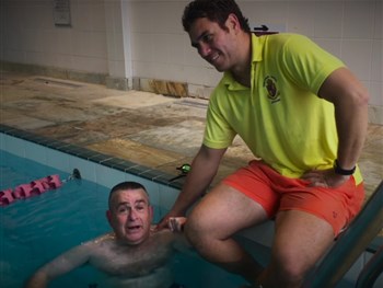 Mike makes a splash in successful swimming challenge for Epilepsy Action